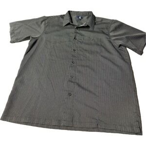 George Short Sleeve Button Up Size XL 46-48 Color Black Pattern Striped